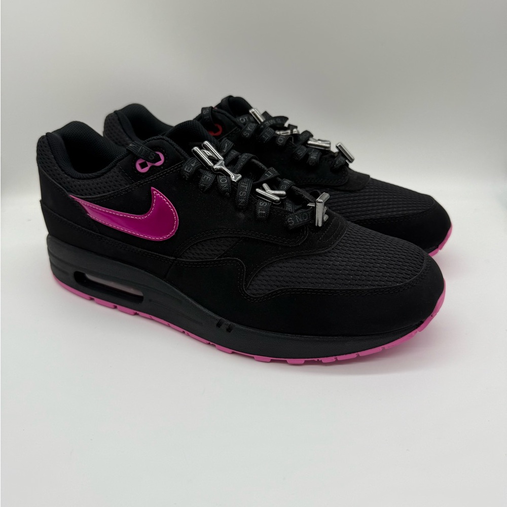 Nike Air Max 1 Premium Black Playful Pink Men's Sneakers Size 12